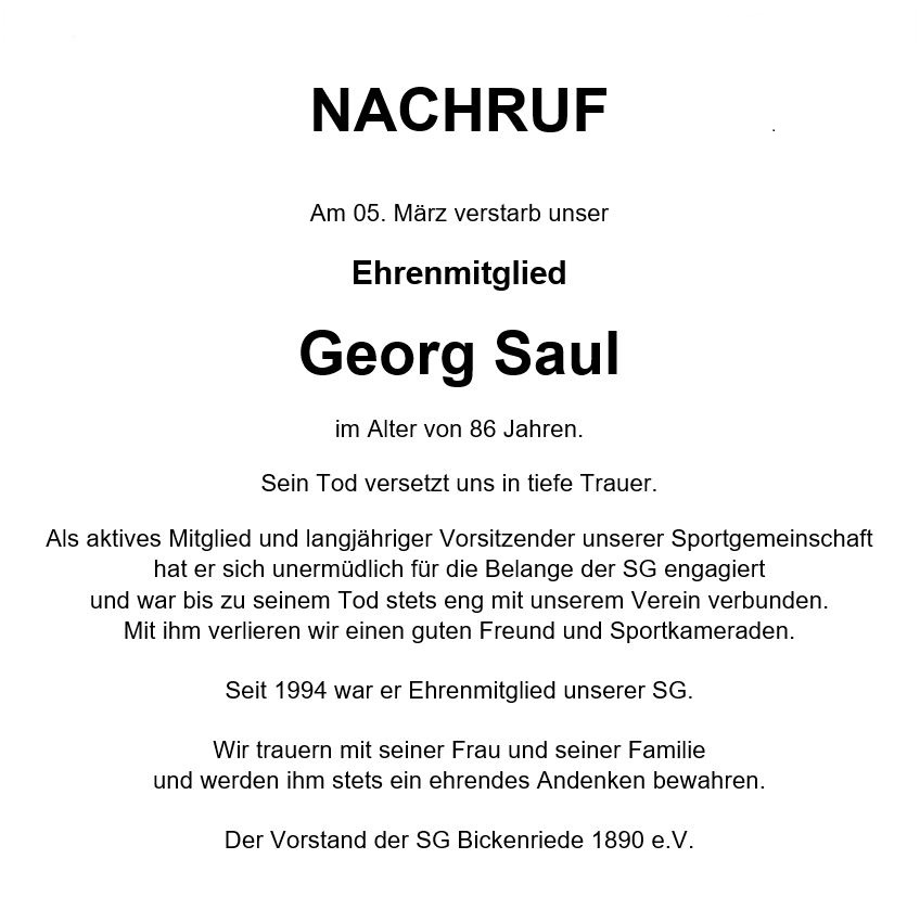 Nachruf Georg Saul